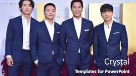  Presentation with korean - Cool new PPT theme with los-angeles-dec-11-korean backdrop and a navy blue colored foreground