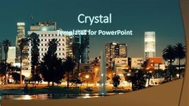  Presentation with downtown los angeles - PPT theme with los angeles downtown at night background and a ocean colored foreground
