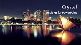  Presentation with downtown los angeles - Slide deck with los angeles downtown at night background and a navy blue colored foreground