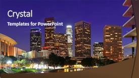  Presentation with downtown los angeles - Cool new PPT theme with los angeles downtown at night backdrop and a navy blue colored foreground