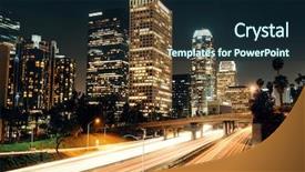  Presentation with downtown los angeles - Amazing slide deck having los angeles downtown at night backdrop and a  colored foreground