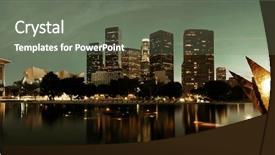  Presentation with downtown los angeles - Colorful presentation design enhanced with los angeles downtown at night backdrop and a gray colored foreground