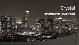  Presentation with downtown los angeles - PPT theme consisting of los angeles downtown buildings background and a dark gray colored foreground