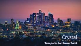  Presentation with downtown los angeles - PPT layouts having los-angeles-downtown-silhouette background and a navy blue colored foreground