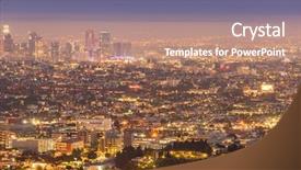  Presentation with downtown los angeles - Cool new slide deck with los angeles downtown sunset aerial backdrop and a coral colored foreground