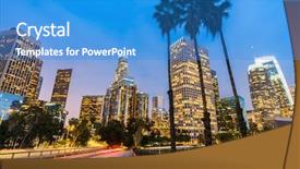  Presentation with downtown los angeles - Presentation design featuring los angeles downtown sunset la background and a teal colored foreground
