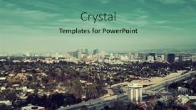  Presentation with downtown los angeles - Audience pleasing presentation theme consisting of los angeles downtown view with highway and urban architectures backdrop and a seafoam green colored foreground