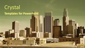  Presentation with downtown los angeles - PPT theme consisting of los angeles downtown view with urban architectures background and a tawny brown colored foreground