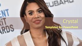  Presentation with film awards - Colorful presentation design enhanced with los-angeles-feb-23-regina backdrop and a tawny brown colored foreground