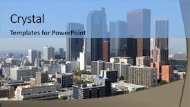  Presentation with downtown los angeles - Slide set consisting of los angeles financial district background and a light blue colored foreground