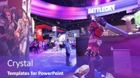  Presentation with game industry - Presentation theme having los-angeles-june-17-battlecry background and a cobalt blue colored foreground