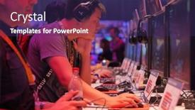  Presentation with game industry - Theme consisting of los-angeles-june-17-gamers background and a violet colored foreground