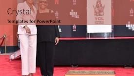  Presentation with hand print - Presentation design consisting of los-angeles-oct-28-regina background and a coral colored foreground