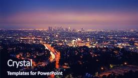  Presentation with downtown los angeles - Slide set enhanced with los angeles skyline at night background and a wine colored foreground