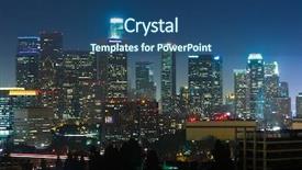  Presentation with downtown los angeles - Presentation theme with los angeles skyscrapers at night background and a ocean colored foreground