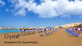  Presentation with south beach - Presentation design consisting of los cristianos beach in arona tenerife south at canary islands background and a coral colored foreground