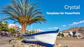  Presentation with spain - Audience pleasing presentation theme consisting of los-cristianos-tenerife-spain-december backdrop and a teal colored foreground