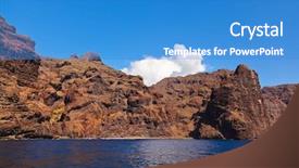  Presentation with rock - Slide deck featuring los gigantes rock at tenerife island - canary spain background and a teal colored foreground