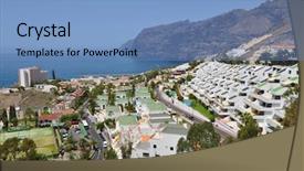  Presentation with island - PPT theme featuring los-gigantes-tenerife-island-canaries background and a teal colored foreground