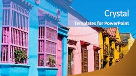  Presentation with cartagena colombia - Audience pleasing PPT theme consisting of colorful streets of getsemaniaera of cartagena de los indias bolivar in colombia south america backdrop and a red colored foreground