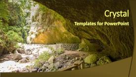  Presentation with forest cave - Slide set featuring los tilos laurisilva cave in la palma laurel forest at canary islands background and a tawny brown colored foreground