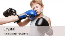  Presentation with weight loss lose text - PPT theme featuring lose concept - handsome boxer child background and a light gray colored foreground