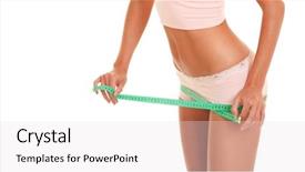  Presentation with health and weight loss - Audience pleasing PPT theme consisting of waistline - woman body with measure tape backdrop and a white colored foreground