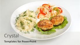  Presentation with recipe - PPT theme enhanced with lose-up-homemade-fried-fish background and a soft green colored foreground