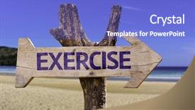 Presentation with exercise - Presentation having lose up water - exercise wooden sign background and a cobalt blue colored foreground