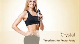 Presentation with health woman running female runner - Theme having lose up water - fit healthy and sporty woman background and a  colored foreground