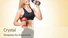 Presentation with sportswear - Presentation theme featuring lose up water - fit healthy and sporty woman background and a  colored foreground