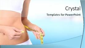  Presentation with weight - Presentation theme having lose weight - slim girl with tape background and a white colored foreground