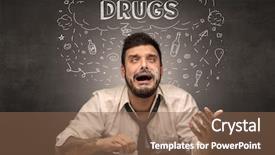  Presentation with drug - Beautiful presentation design featuring loser drunk man with drinking backdrop and a violet colored foreground