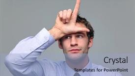  Presentation with businessman loses - Presentation theme consisting of losers - businessman making a loser gesture background and a light blue colored foreground