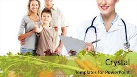  Presentation with doctor family - Slide set featuring losing child - doctor with vegetables and family background and a  colored foreground