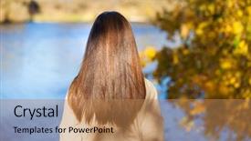  Presentation with girl model - Beautiful presentation theme featuring losing child - rear view hair beauty little backdrop and a  colored foreground