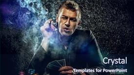  Presentation with rich man - Beautiful PPT theme featuring losing money - rich gambler man backdrop and a navy blue colored foreground