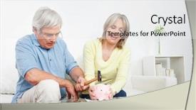  Presentation with piggy bank broken piggybank - PPT theme having losing money - senior couple breaking piggy bank background and a white colored foreground