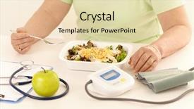  Presentation with healthy eating - Theme having loss blood - elderly woman eating healthy diet background and a soft green colored foreground