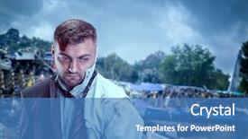  Presentation with prehistoric man - Beautiful slide set featuring loss blood - man after wreckage backdrop and a teal colored foreground