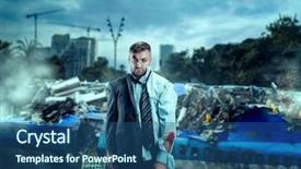  Presentation with loss - Colorful presentation enhanced with loss blood - man after wreckage backdrop and a ocean colored foreground