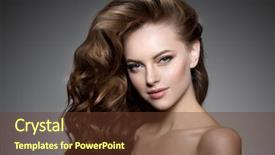  Presentation with long hair - PPT layouts having haircare - model with long hair waves background and a tawny brown colored foreground