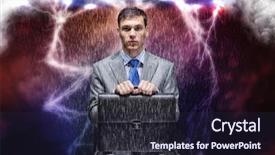  Presentation with rain - PPT theme featuring loss jobs - conceptual image of troubled businessman background and a wine colored foreground