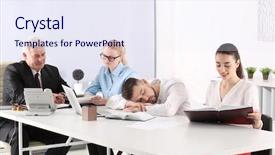  Presentation with tired - Slide deck with loss jobs - tired young man sleeping background and a sky blue colored foreground
