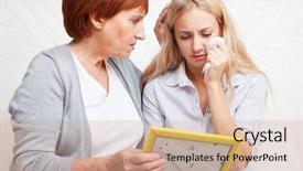  Presentation with woman sad - Cool new slides with loss memory - sad woman looking backdrop and a coral colored foreground