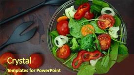  Presentation with salad - Audience pleasing theme consisting of loss prevention - bowl of fresh colorful salad backdrop and a tawny brown colored foreground