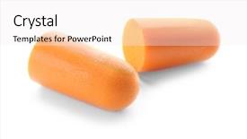  Presentation with hearing - Slide set having loss prevention - earplugs on white background hearing background and a sky blue colored foreground