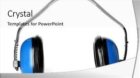  Presentation with hearing - Beautiful slide set featuring loss prevention - headphones on white background hearing backdrop and a white colored foreground