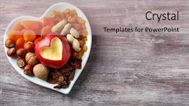  Presentation with loss prevention - Colorful presentation design enhanced with loss prevention - healthy food in heart shaped backdrop and a light gray colored foreground