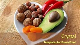  Presentation with healthy food - PPT theme enhanced with loss prevention - healthy food in heart shaped background and a tawny brown colored foreground